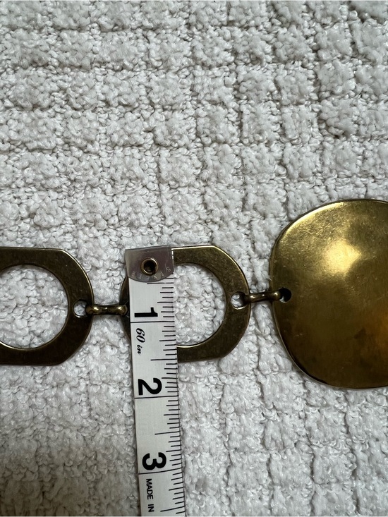 Chico’s Vintage Brushed Gold Medallion Chain Belt Boho Modernist Geometric main image 5